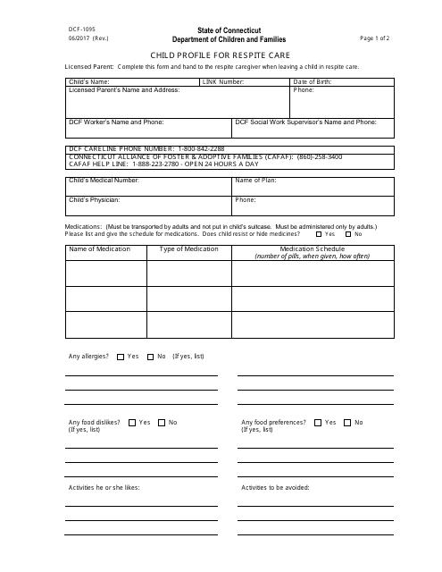 Form DCF-1095  Printable Pdf