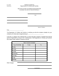 Form DCF-2029 &quot;Notification to Parent(S)/Guardian Change in Visitation Schedule&quot; - Connecticut