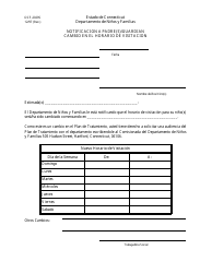 Document preview: Formulario DCF-2029S Notificacion a Padre(S)/Guardian Cambio En El Horario De Visitacion - Connecticut (Spanish)