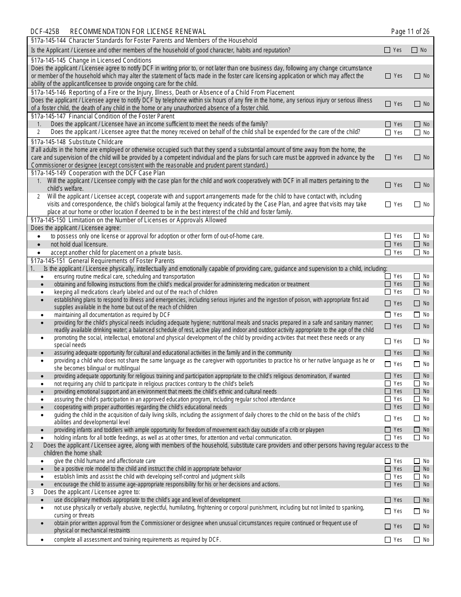 Form DCF-425B Recommendation for License Renewal - Connecticut, Page 11