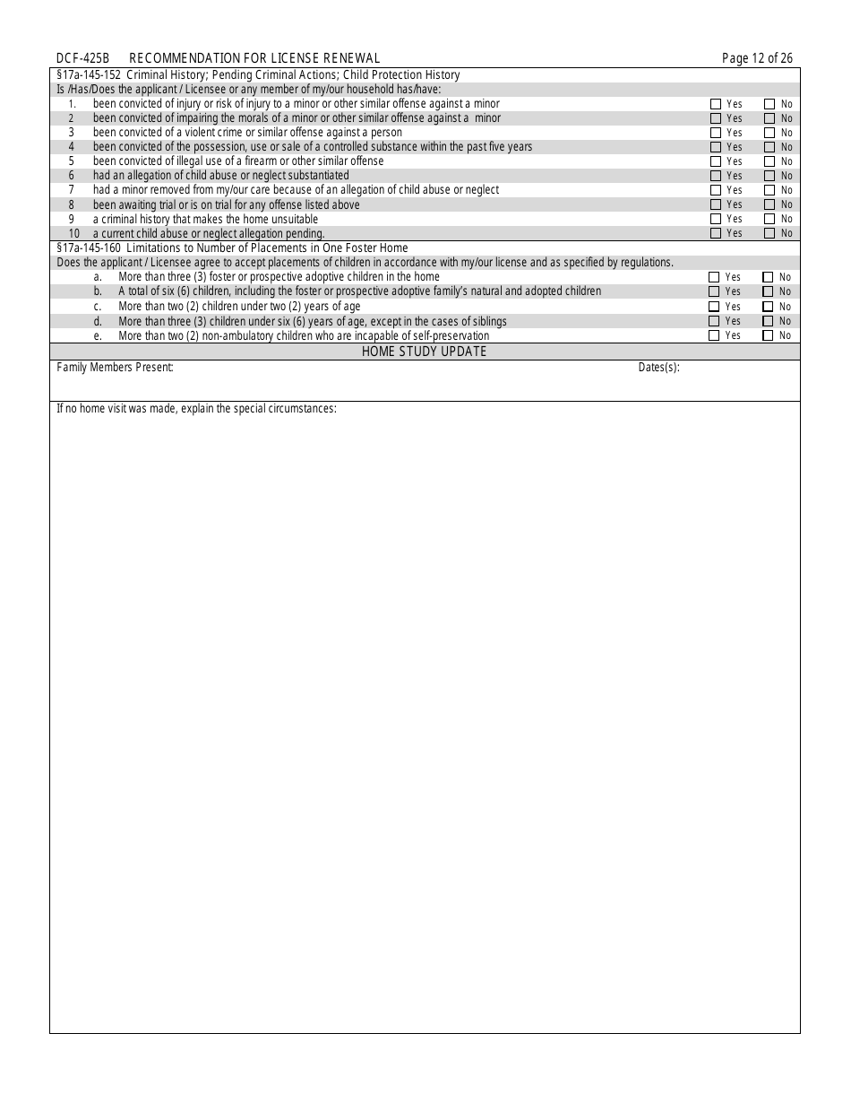 Form DCF-425B Recommendation for License Renewal - Connecticut, Page 12