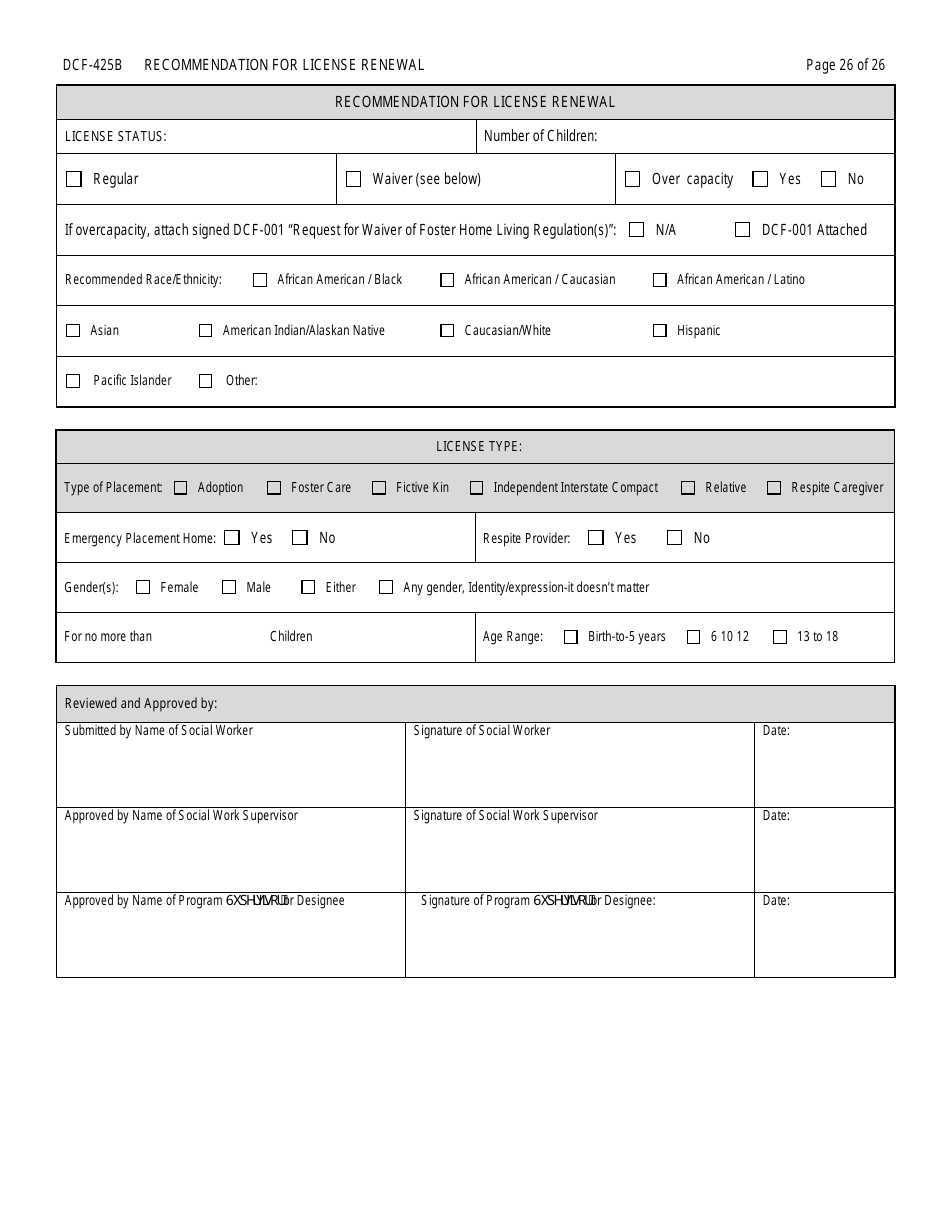 Form DCF-425B Recommendation for License Renewal - Connecticut, Page 26
