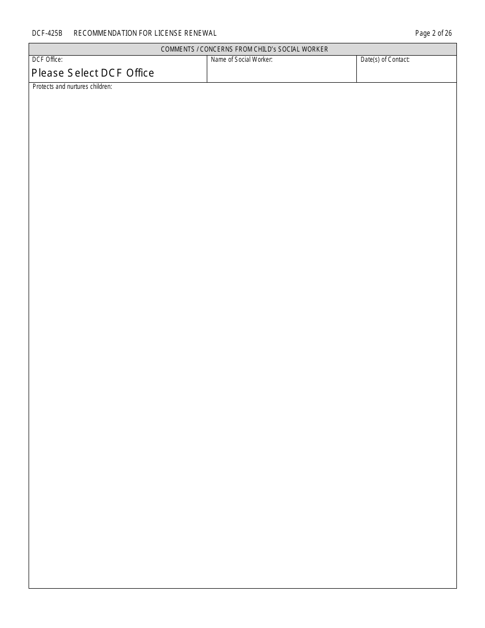 Form DCF-425B Recommendation for License Renewal - Connecticut, Page 2