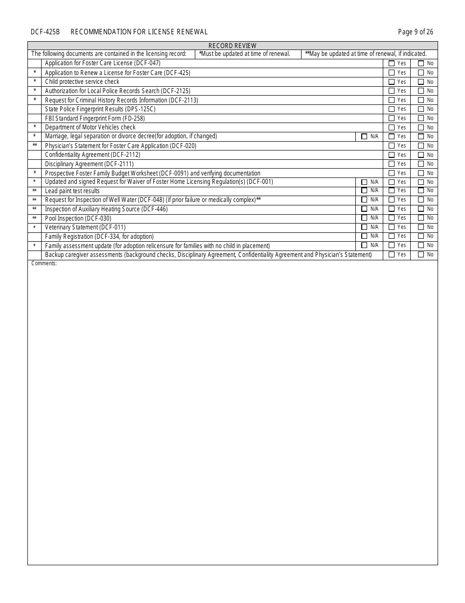 Form DCF-425B Recommendation for License Renewal - Connecticut, Page 9