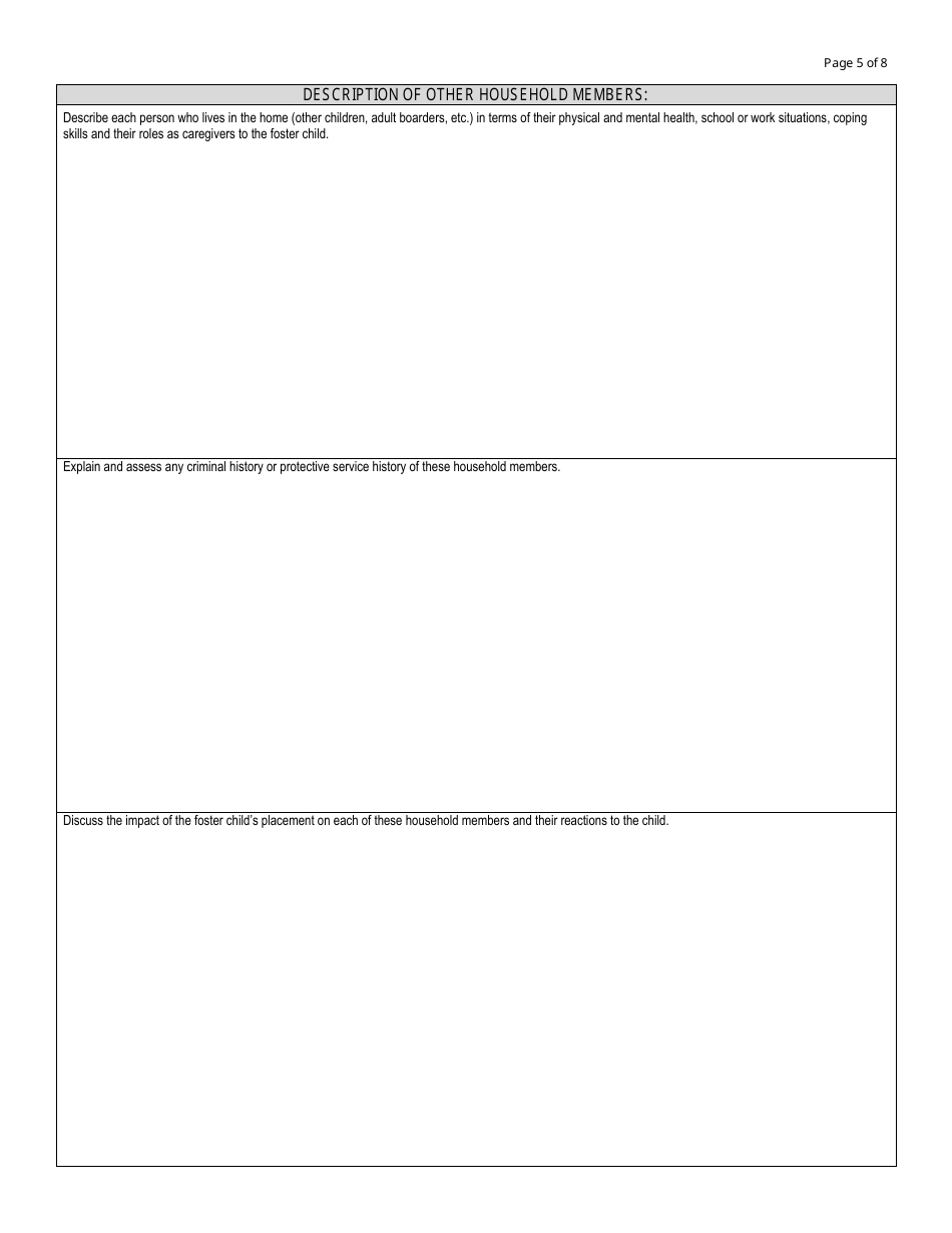 Form DCF-805 Assessment for Licensure for a Relative, Fictive Kin or Independent (Interstate Compact) Foster Home - Connecticut, Page 5