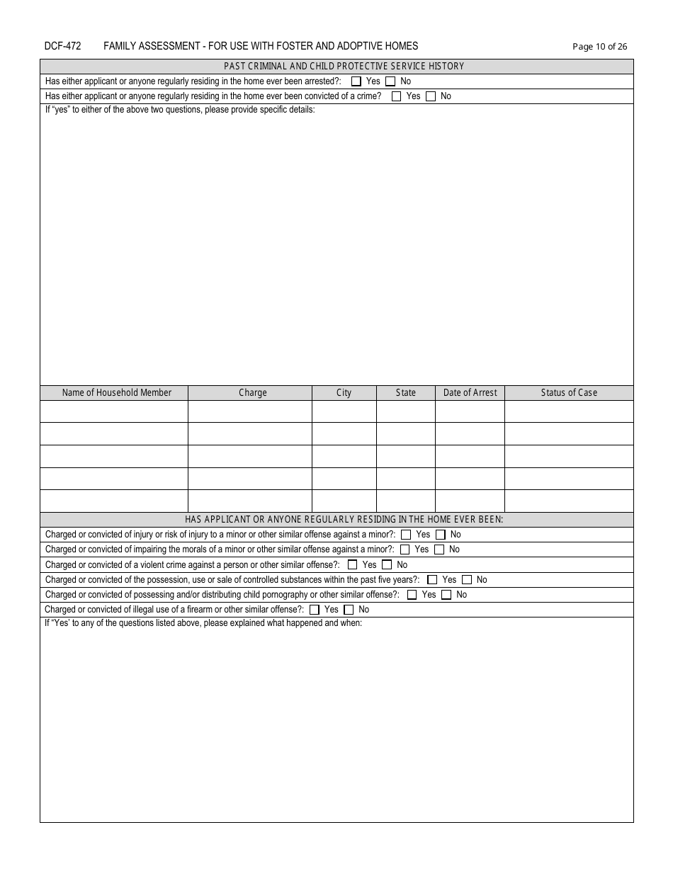 Form DCF-472 Family Assessment - for Use With Foster and Adoptive Homes - Connecticut, Page 10