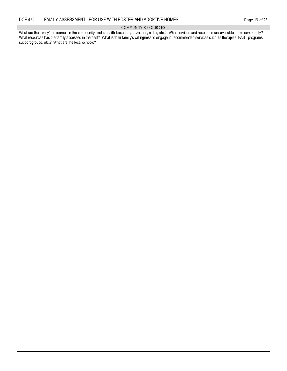 Form DCF-472 Family Assessment - for Use With Foster and Adoptive Homes - Connecticut, Page 19