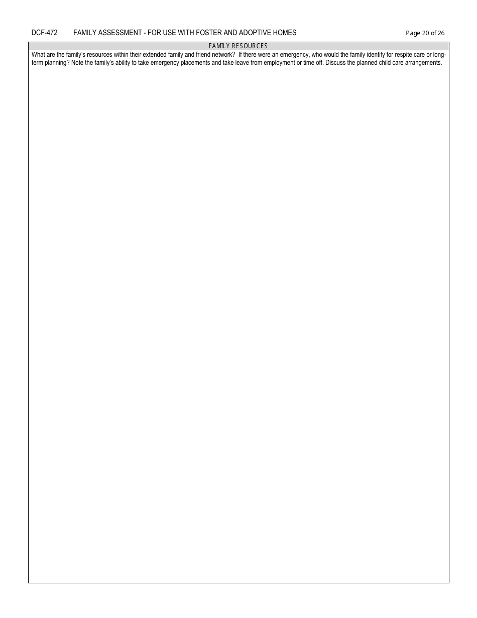 Form DCF-472 Family Assessment - for Use With Foster and Adoptive Homes - Connecticut, Page 20