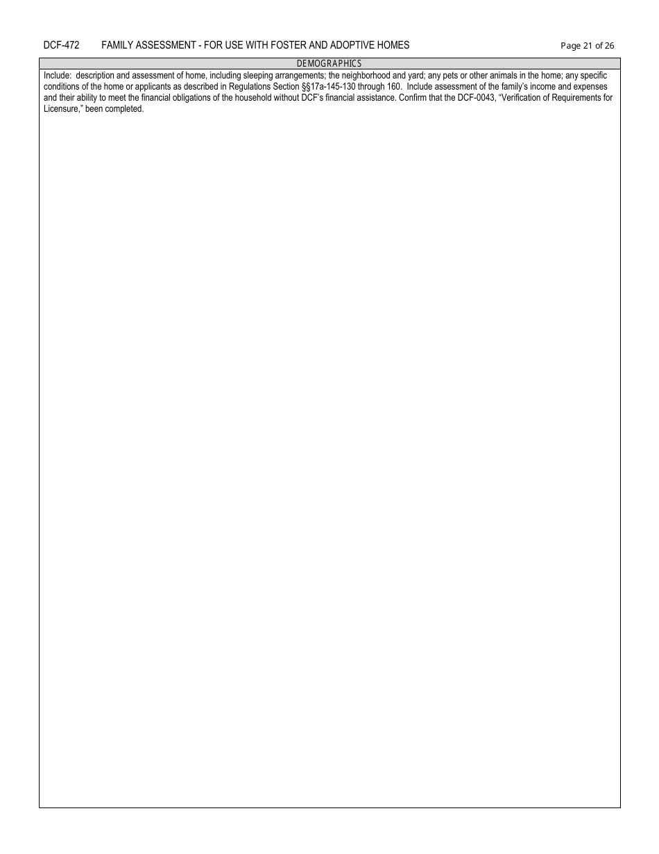 Form DCF-472 Family Assessment - for Use With Foster and Adoptive Homes - Connecticut, Page 21