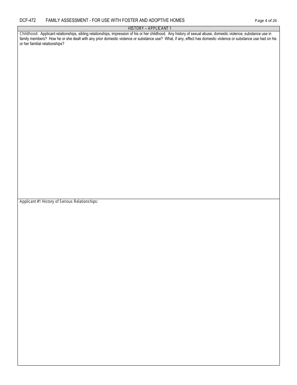 Form DCF-472 Family Assessment - for Use With Foster and Adoptive Homes - Connecticut, Page 4