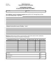 Document preview: Form DCF-2103 Extraordinary Expenses to Facilitate and Support a Placement - Connecticut
