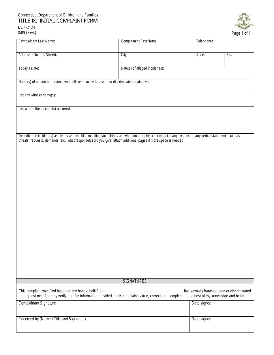 Form DCF-2124 - Fill Out, Sign Online and Download Fillable PDF ...