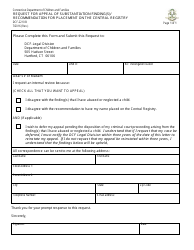 Document preview: Form DCF-2210 B Request for Appeal of Substantiation Finding(S)/ Recommendation for Placement on the Central Registry - Connecticut