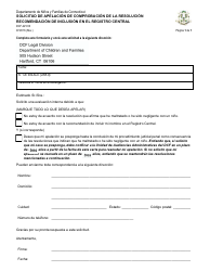 Document preview: Formulario DCF-2210 B Solicitud De Apelacion De Comprobacion De La Resolucion Recomendacion De Inclusion En El Registro Central - Connecticut (Spanish)