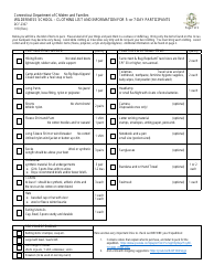 Document preview: Form DCF-2307 Wilderness School - Clothing List and Information for 5- or 7-day Participants - Connecticut