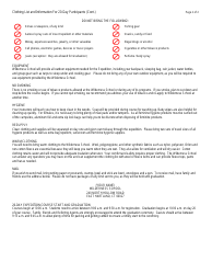 Form DCF-2308 Wilderness School - Clothing List and Information for 20-day Participants - Connecticut, Page 2