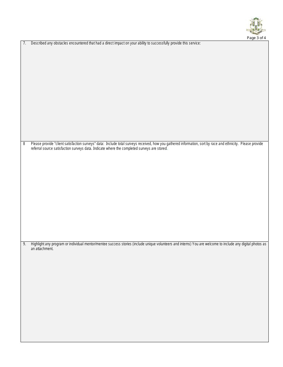 Form DCF-3002 Annual Report - One on One Mentoring Program - Connecticut, Page 3