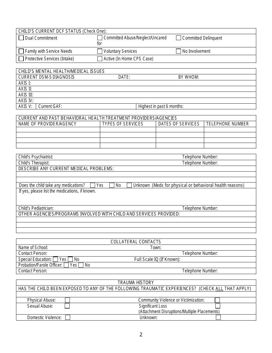 Form DCF-4100 Extended Day Treatment Referral Form - Connecticut, Page 2