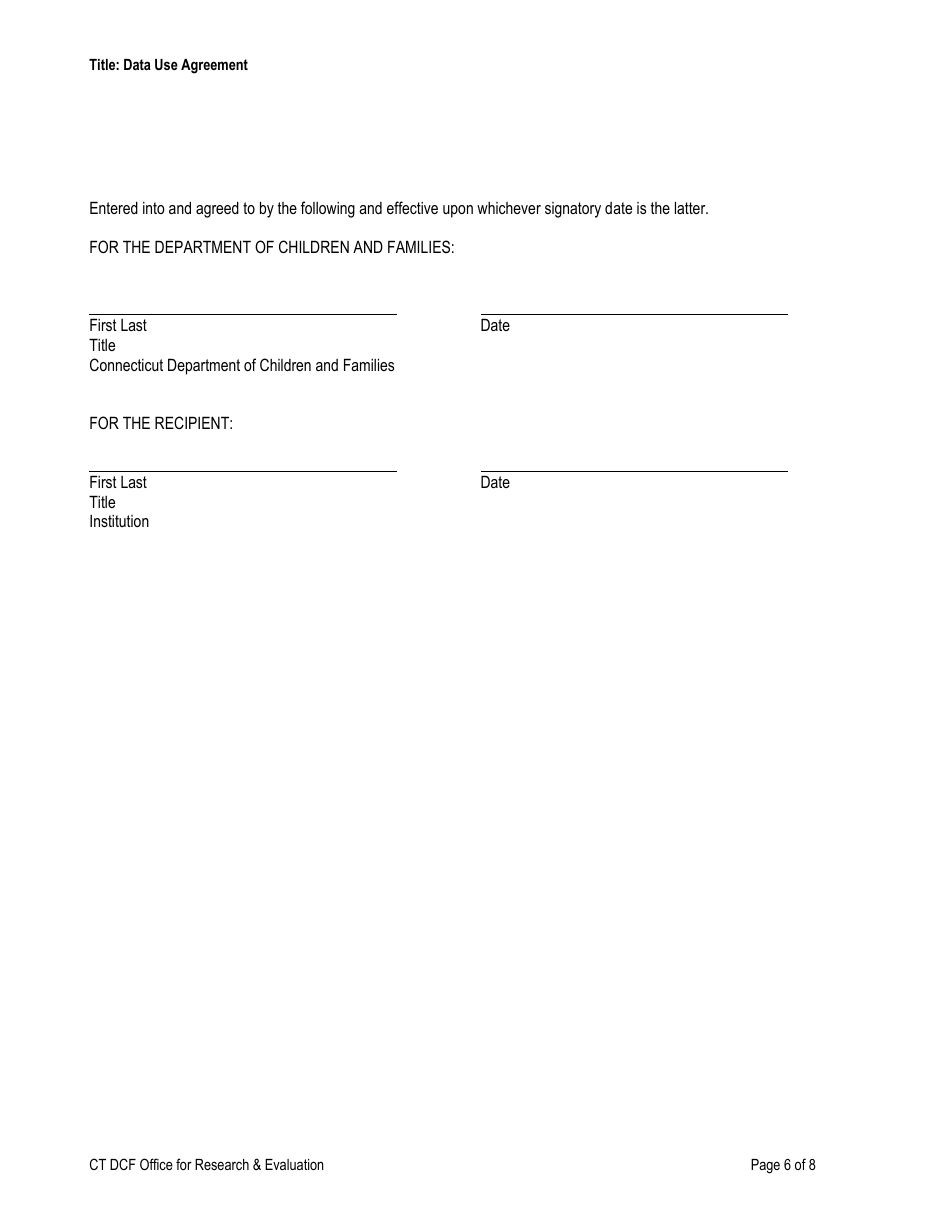Form DCF-4200 Data Use Agreement - Connecticut, Page 6