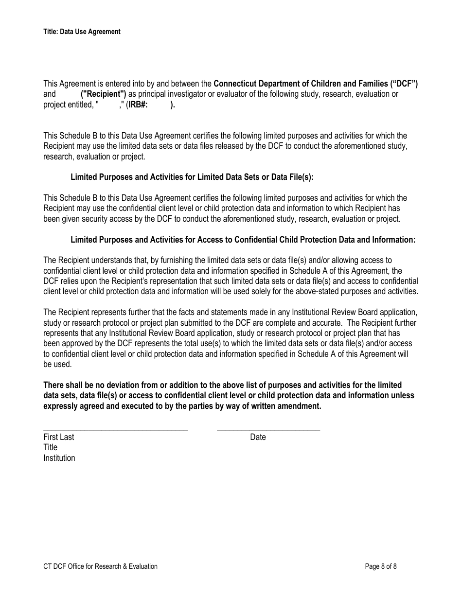 Form DCF-4200 Data Use Agreement - Connecticut, Page 8