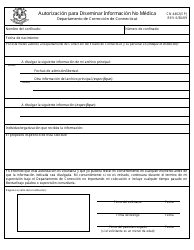 Formulario CN4402(SP) &quot;Autorizacion Para Diseminar Informacion No Medica&quot; - Connecticut (Spanish)