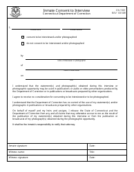 Form CN1501 &quot;Inmate Consent to Interview&quot; - Connecticut