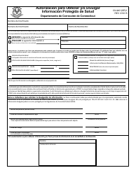 Formulario CN4401(SP)/1 Autorizacion Para Obtener Y/O Divulgar Informacion Protegida De Salud - Connecticut (Spanish)