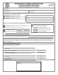 Form CN4401/1 &quot;Authorization to Obtain and/or Disclose Protected Health Information&quot; - Connecticut