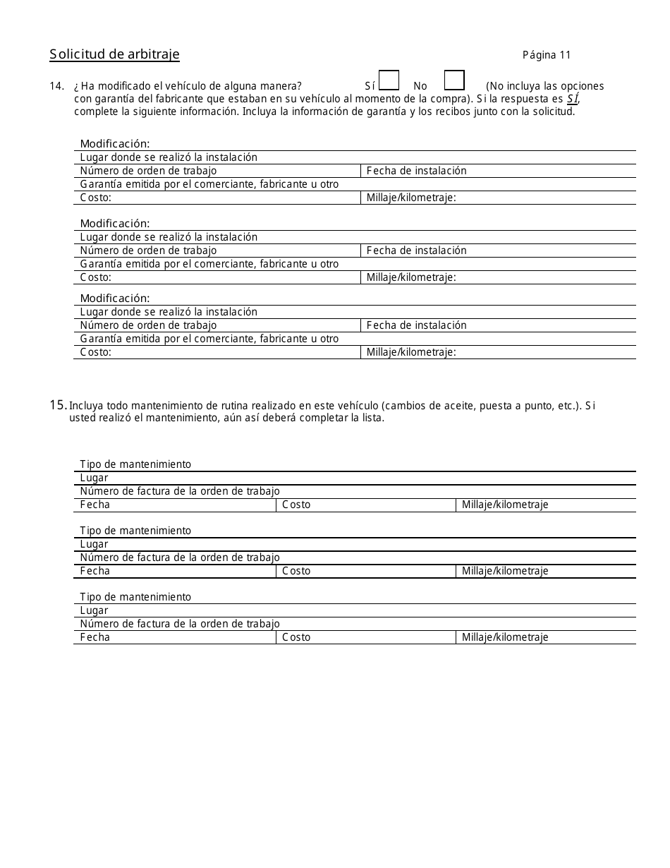 Solicitud De Arbitraje - Programa De Resolucion De Disputas Sobre Automoviles - Connecticut (Spanish), Page 14