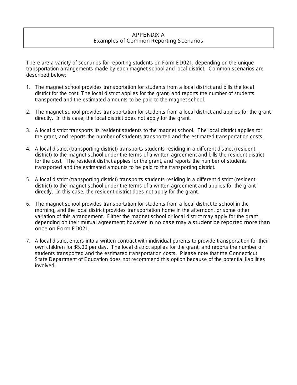 Instructions for Form ED021 Out-Of-Town Magnet School Transportation Grant Application - Connecticut, Page 3