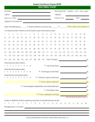 Document preview: Daily Meal Count Form - Connecticut
