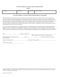 Form DPS-405-C Advisement of Precious Metals or Stones Dealer Requirements - Connecticut, Page 2