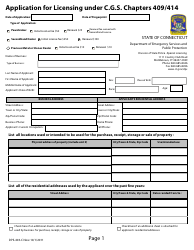 Form DPS-403-C &quot;Application for Licensing Under C.g.s. Chapters 409/414&quot; - Connecticut