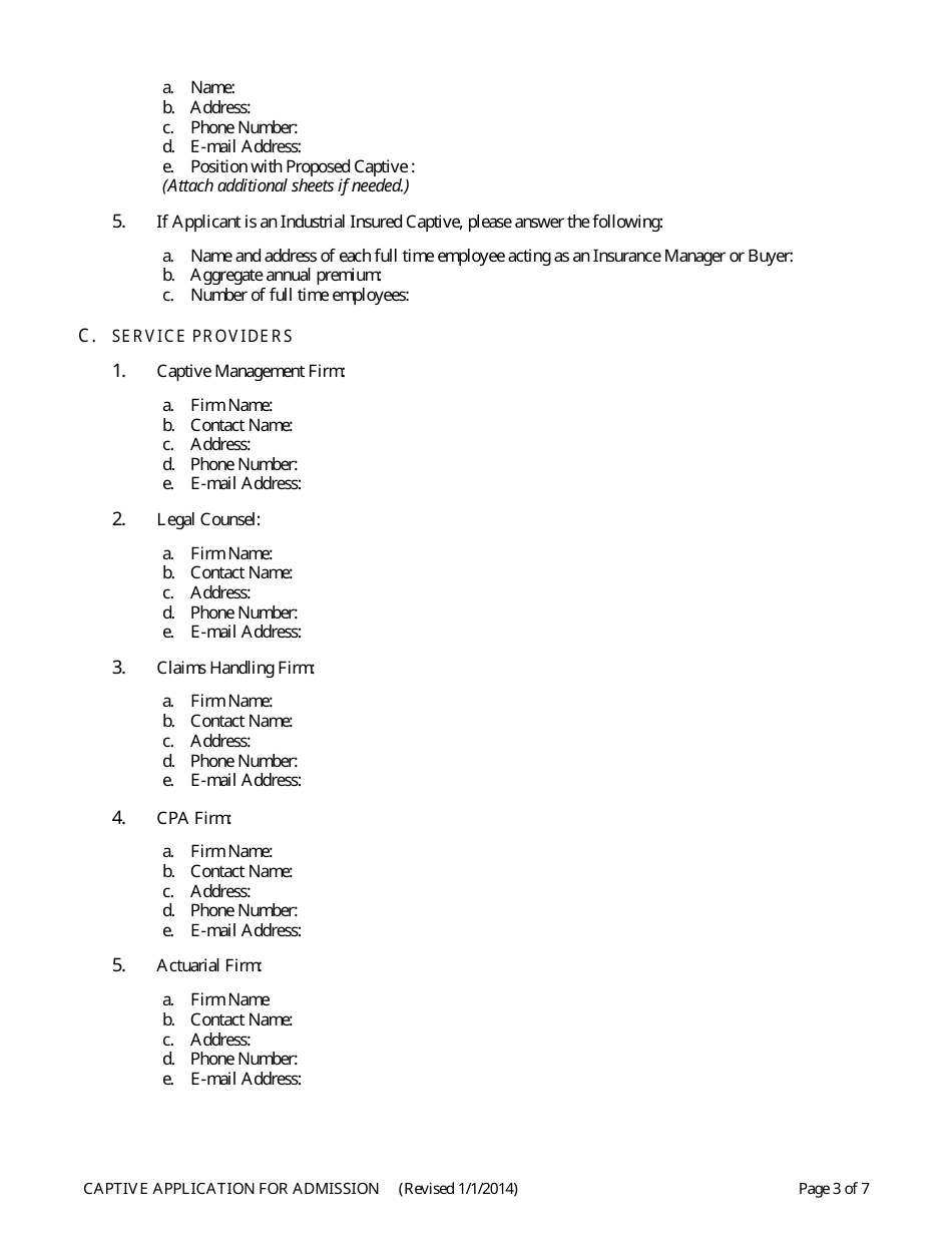 Captive Insurance Company - Application for Admission - Connecticut, Page 3