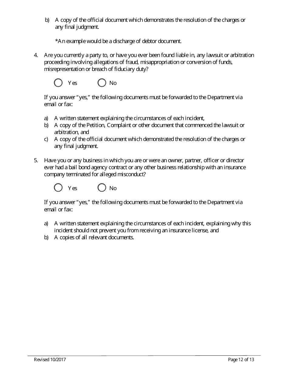 Connecticut Surety Bail Bond Initial License Application Form - Connecticut, Page 12