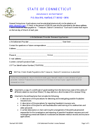 Life Settlement Provider Renewal Application Form - Connecticut