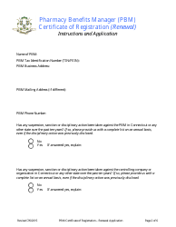 &quot;Pharmacy Benefits Manager (Pbm) Renewal Application for a Certificate of Registration&quot; - Connecticut, Page 2