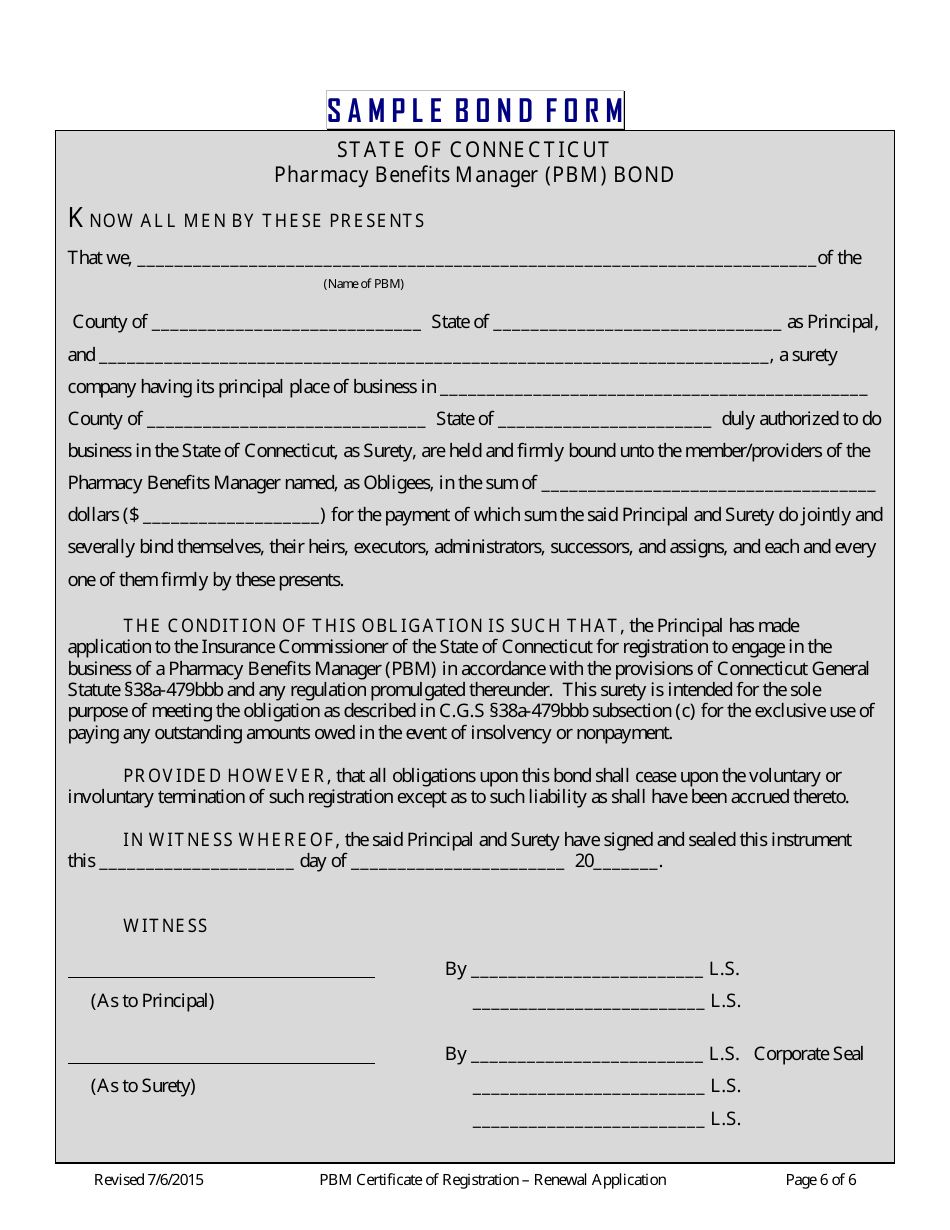 Pharmacy Benefits Manager (Pbm) Renewal Application for a Certificate of Registration - Connecticut, Page 6