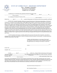 Reinsurance Intermediary Power of Attorney (Nonresident Corporation) - Connecticut, Page 2