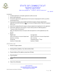 Rental Car Agency Permit Application Form - Connecticut