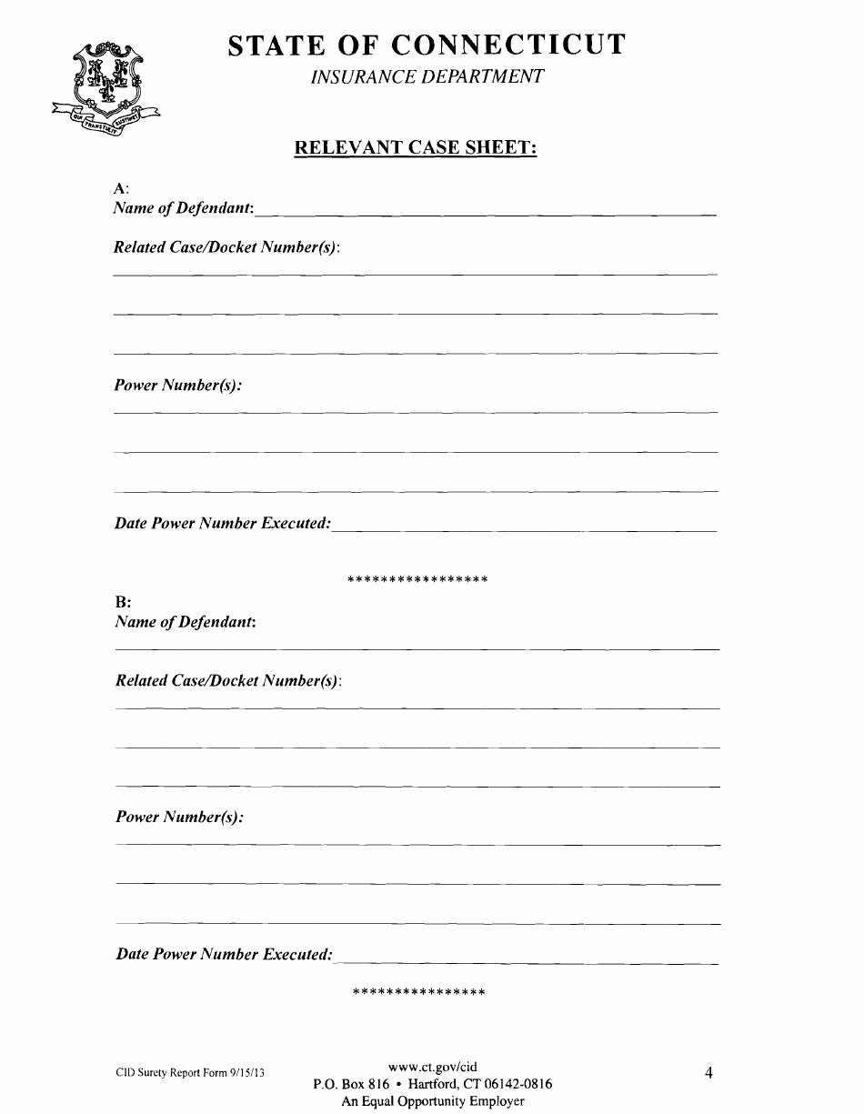 Bail Bond Surety Company Audit Findings Report Form - Connecticut, Page 4