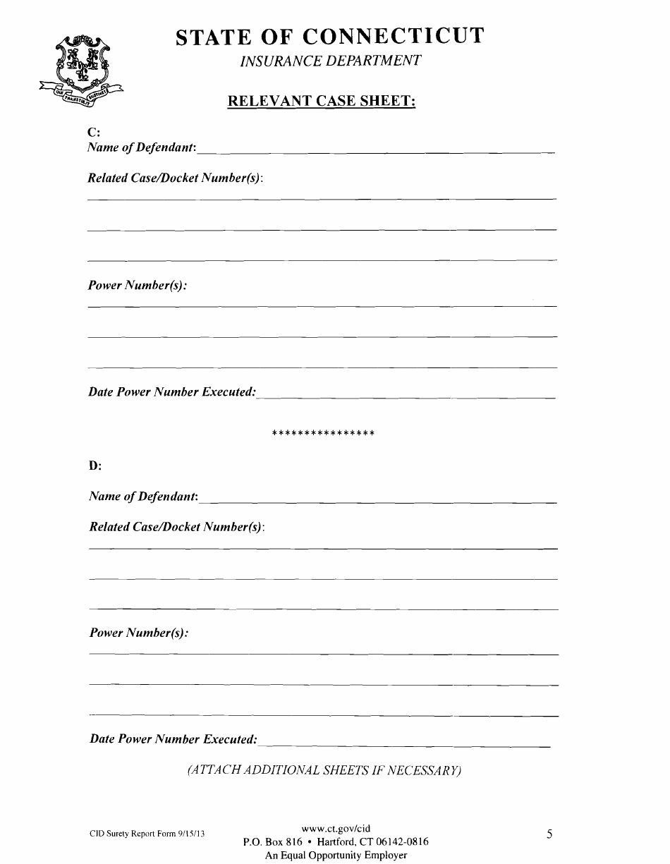 Bail Bond Surety Company Audit Findings Report Form - Connecticut, Page 5