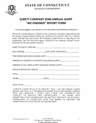 Bail Bond Surety Company Audit Findings Report Form - Connecticut, Page 7
