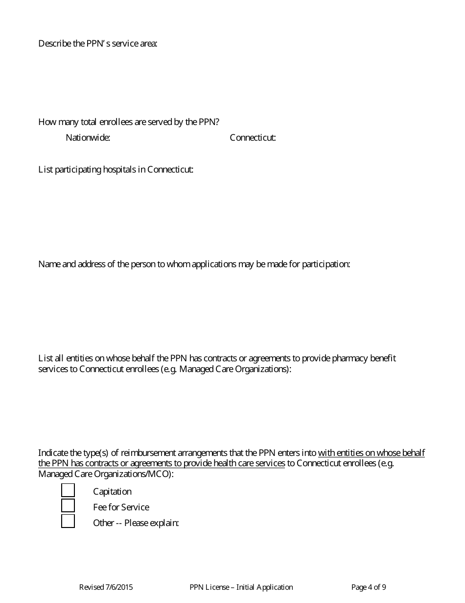 Preferred Provider Network (Ppn) License Application Form - Connecticut, Page 4