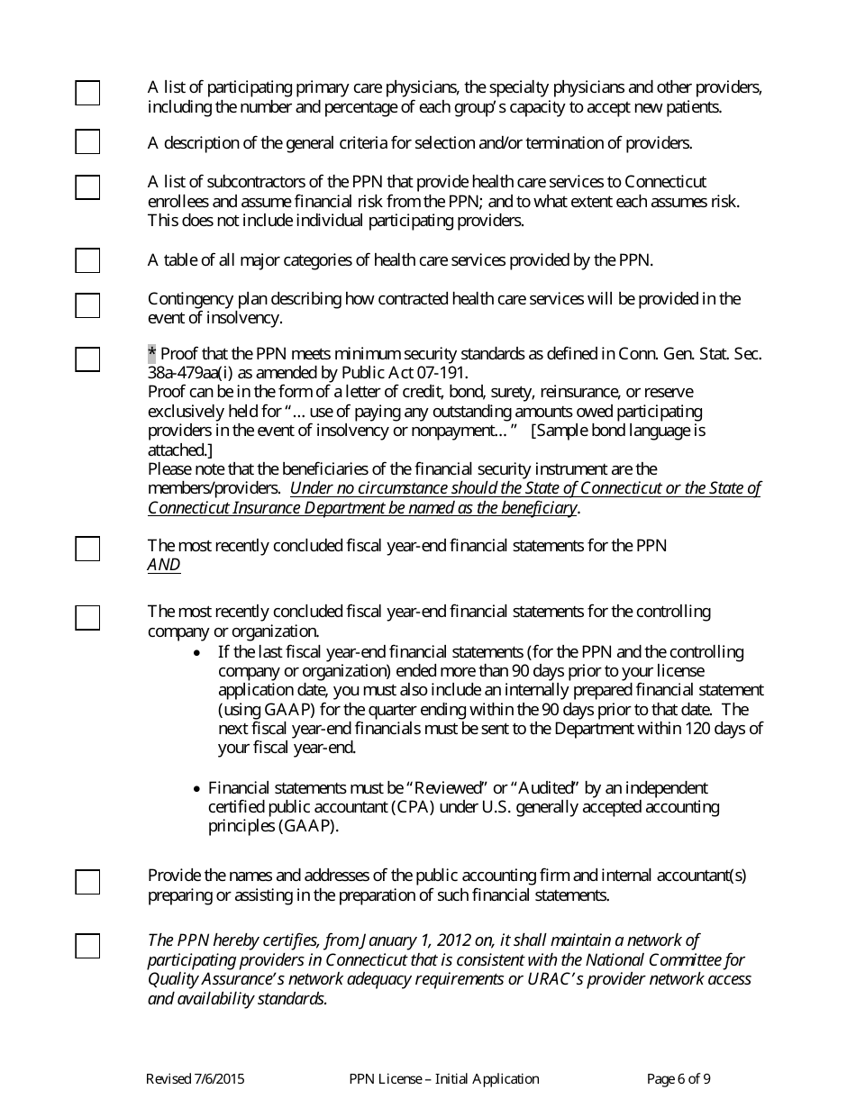 Connecticut Preferred Provider Network Ppn License Application Form Fill Out Sign Online 8280