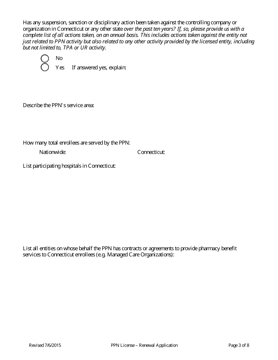 Connecticut Preferred Provider Network Ppn License Renewal Application Form Renewal Fill 9892