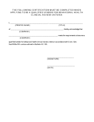 Application to Be a Qualified Vendor of Behavioral Health Clinical Review Criteria - Connecticut, Page 2