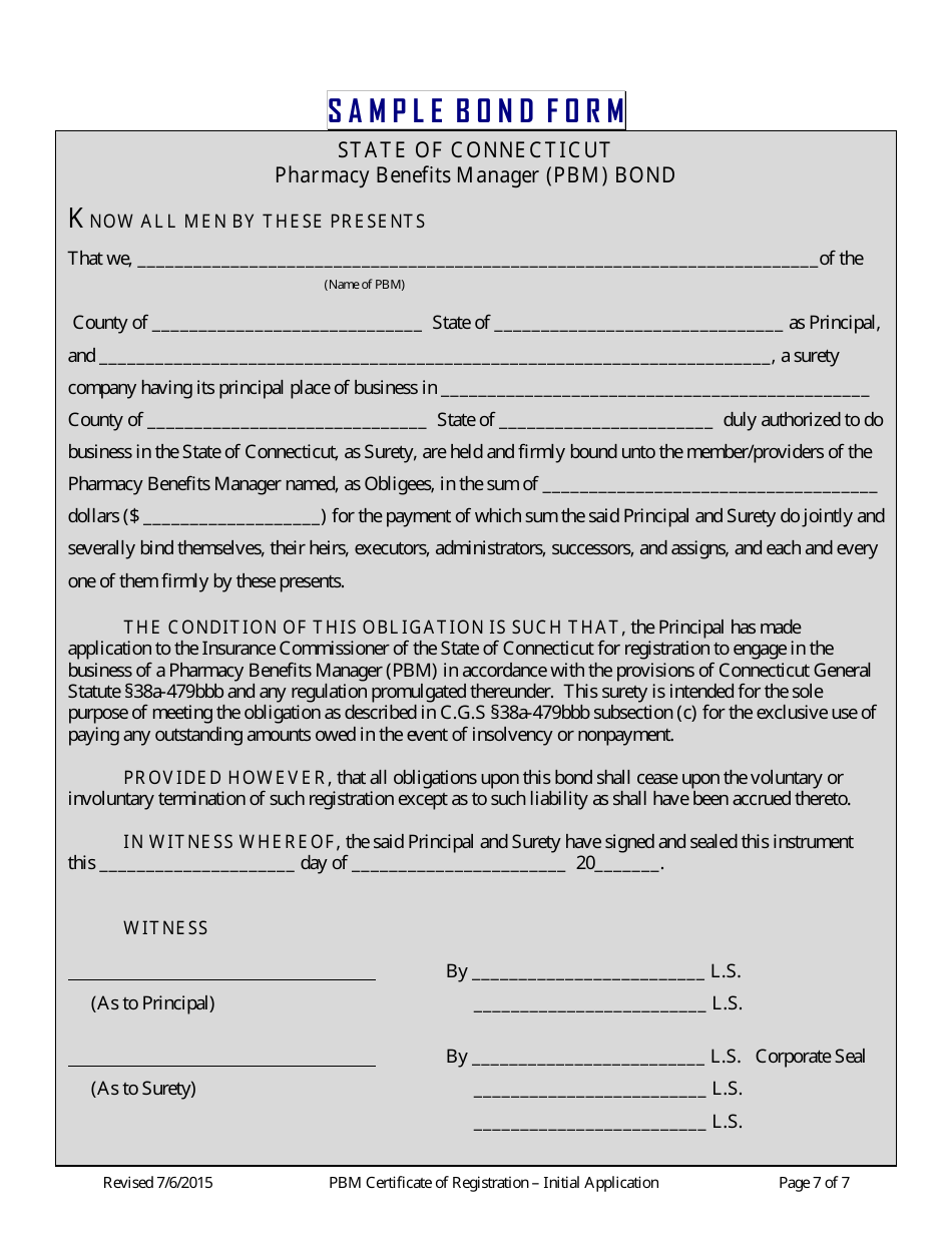 Pharmacy Benefits Manager Certificate of Registration - Initial Application Form - Connecticut, Page 7