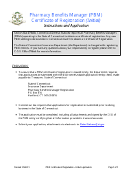 &quot;Pharmacy Benefits Manager Certificate of Registration - Initial Application Form&quot; - Connecticut