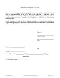 Application for Life Settlement Provider License - Connecticut, Page 5